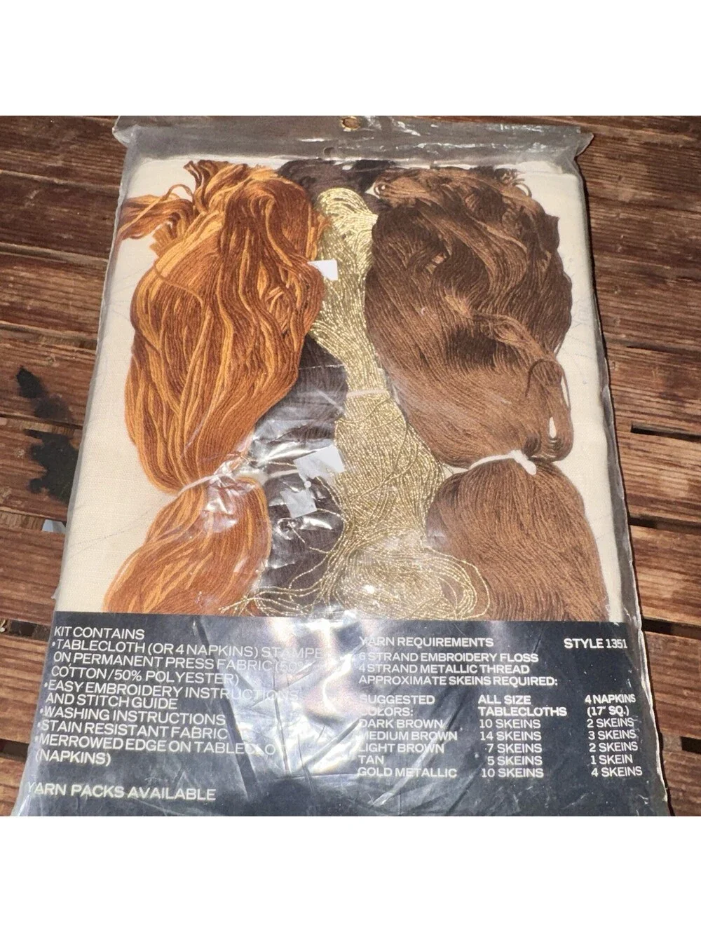 Vintage NOS Country Cloth Embroidery Tablecloth Kit Wheat Harvest 60x90 #1351